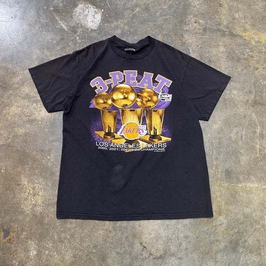 Black 3 Peat Lakers NBA Finals Champs Tee