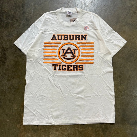 White Auburn Neon Orange Bubble Letter Tee 3