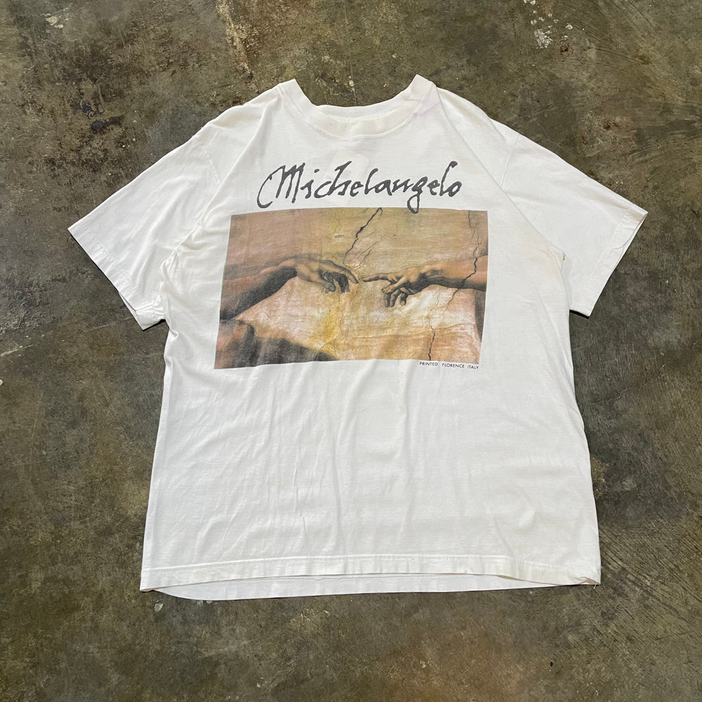Vintage Michelangelo Creation of Adam Hands Graphic T-Shirt