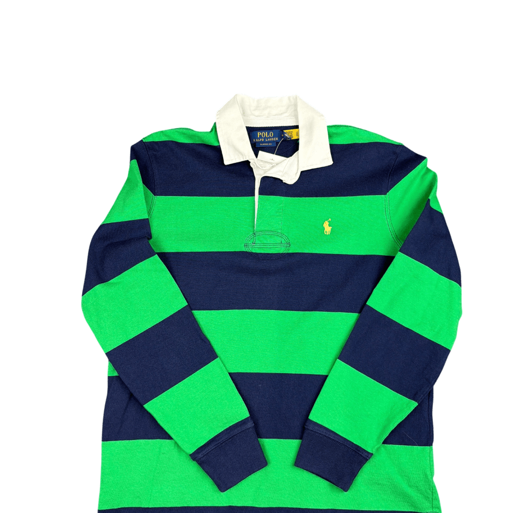 Polo Ralph Lauren Classic Fit Rugby Shirt - Navy Blue and Green (M)