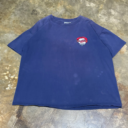 Navy ATL Braves Embroiderd Corner Logo Tee