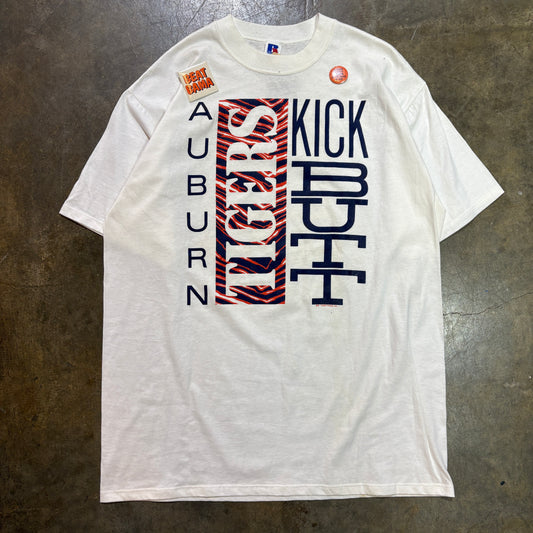 Vintage T Shirt AUBURN TIGERS KICK BUTT 1991 XL NWT TIGER RAGS PINBACK BUTTONS
