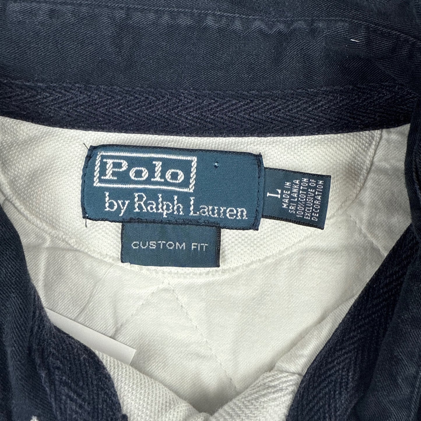 Polo Ralph Lauren Custom Fit Polo Shirt - White/Navy (L)