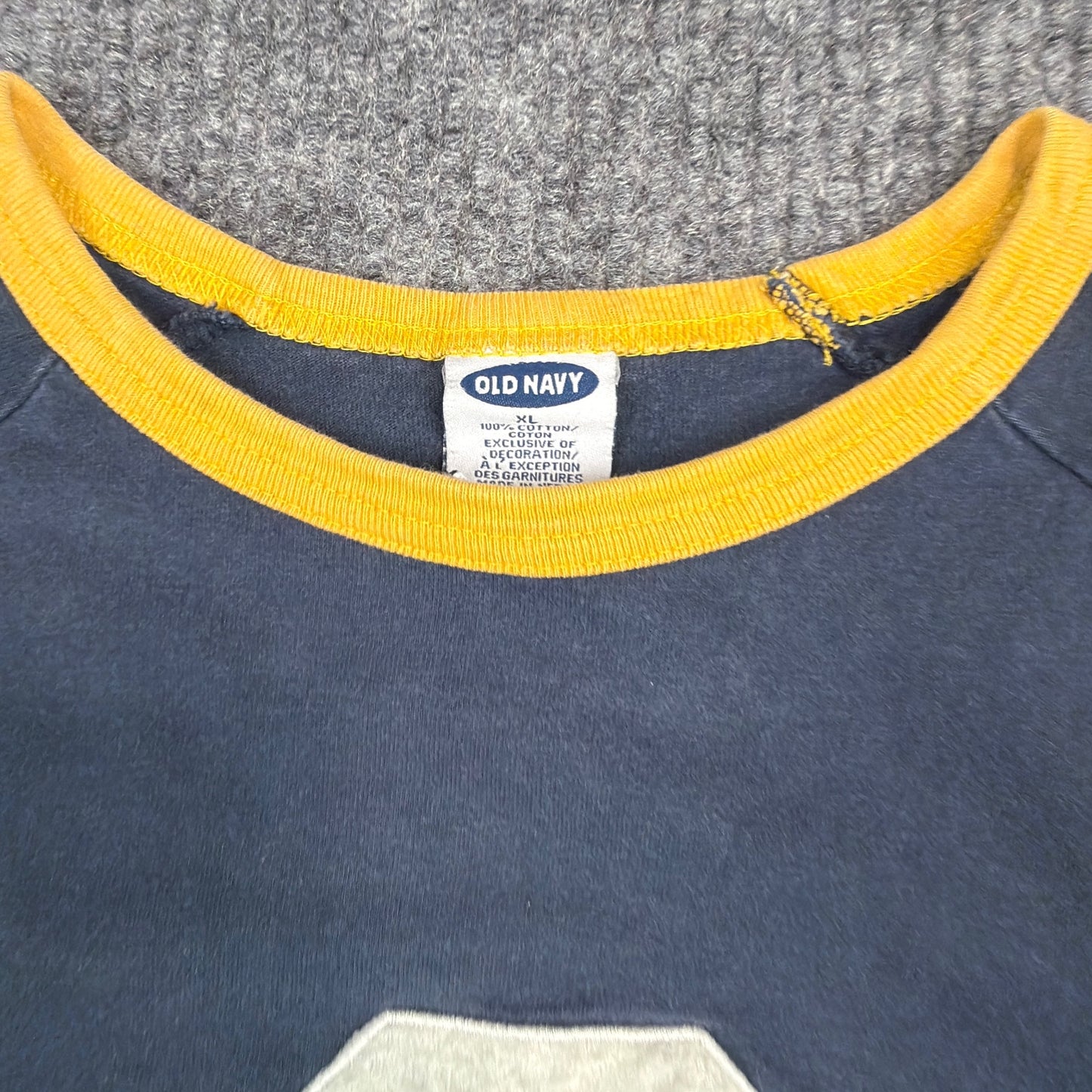 Old Navy Number 3 Ringer Tee - Navy Blue with Yellow (XL)