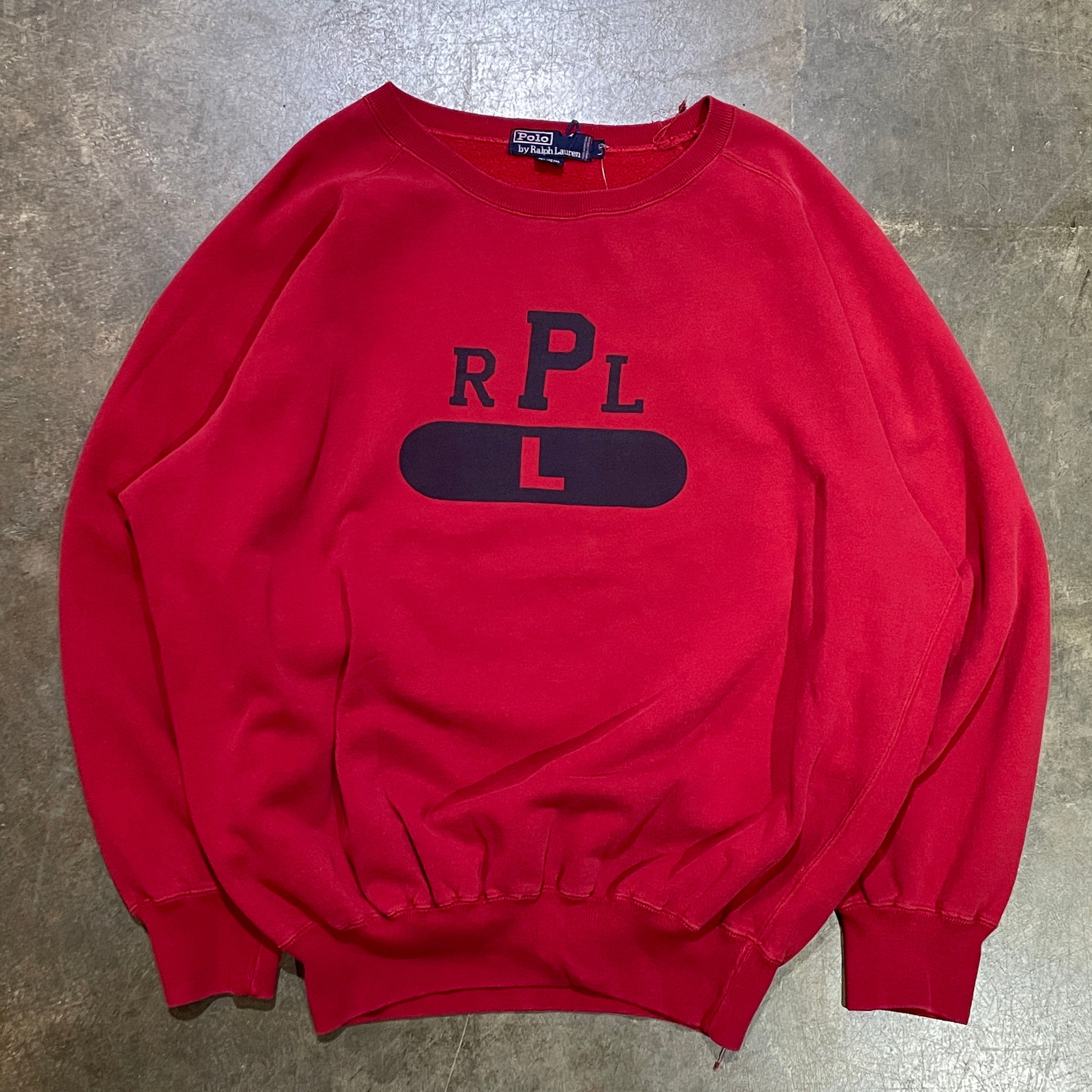 1990s Polo Ralph Lauren Red RPL Logo Sweatshirt (L)