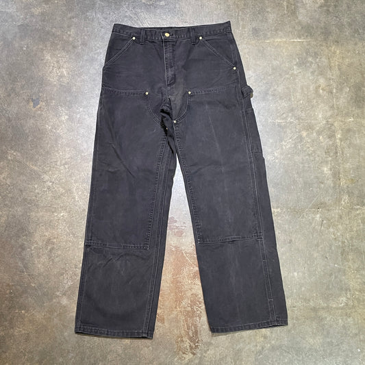 Carhartt Made in USA Black Double Knee Work Pants (32x30)