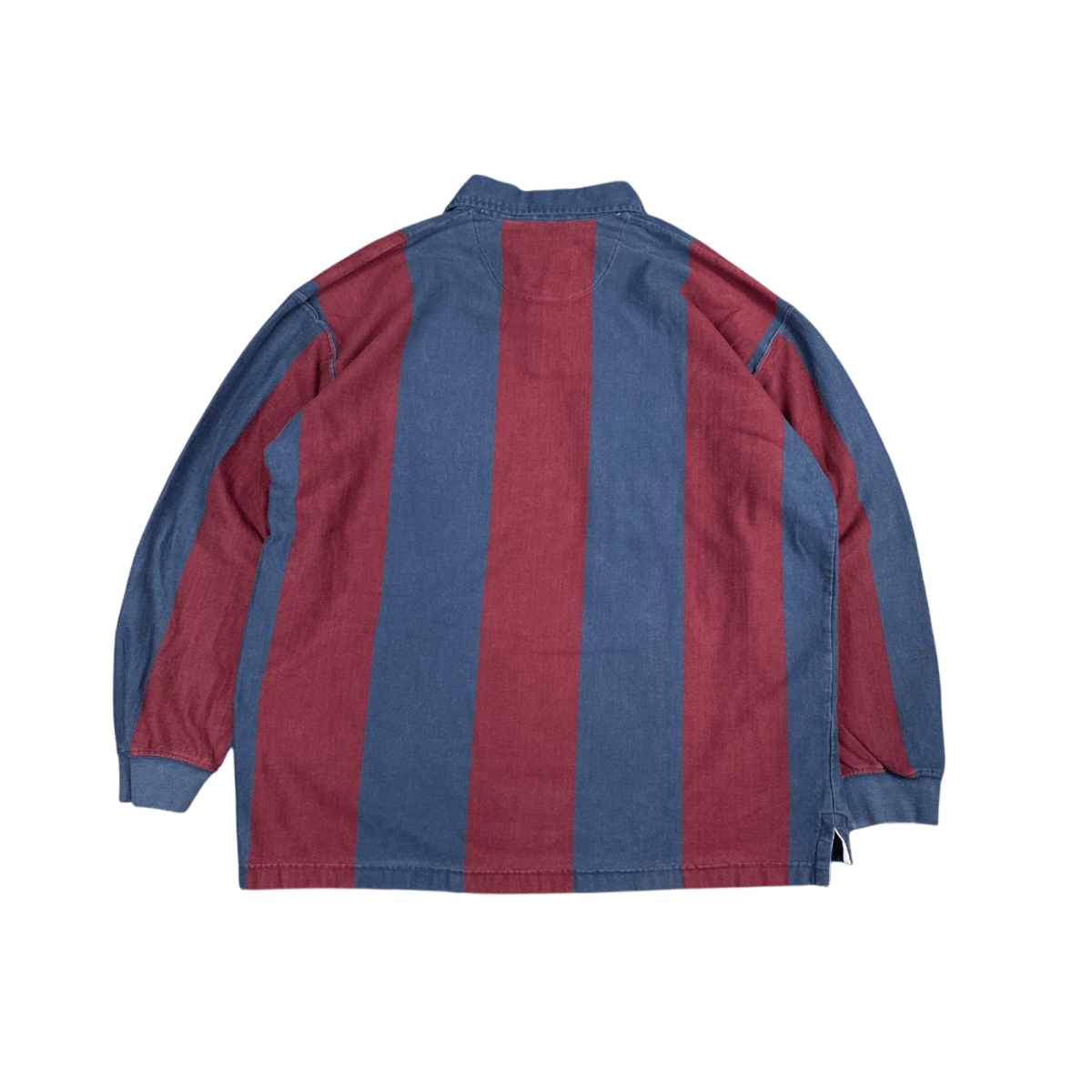 SkyDyed Denim Rugby Shirt - Navy Blue & Burgundy (L)