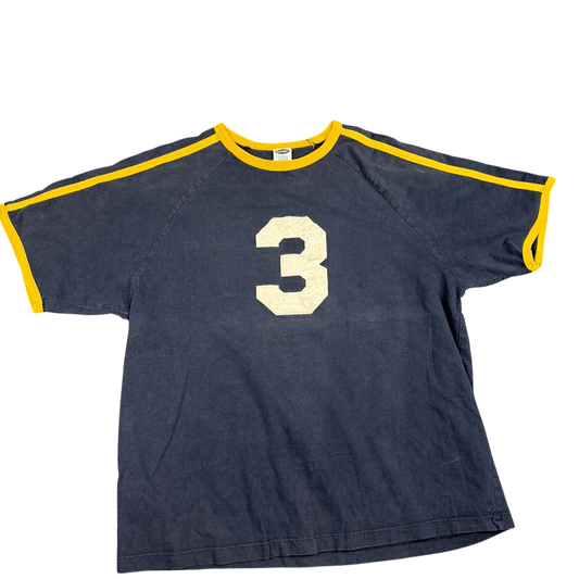 Old Navy Number 3 Ringer Tee - Navy Blue with Yellow (XL)