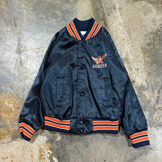 Navy Auburn Satin Kids Button-Up Jacket
