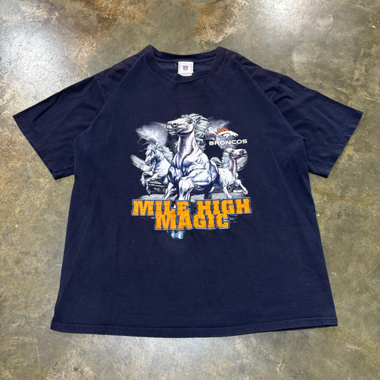 Navy Broncos Mile High Magic Tee