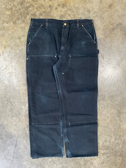 Dark Black Double Knee Work Pants1