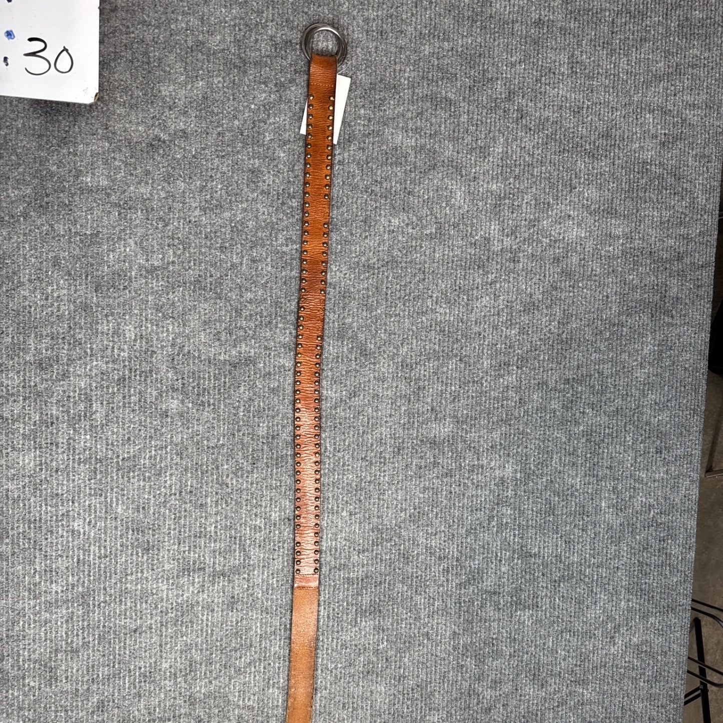 Genuine Leather Studded Belt - Brown