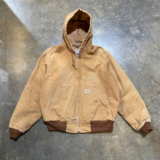 Tan Waffle Lined Carhartt Hooded Jacket (Broken Zipper)44