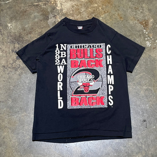 1992 CHicago Buls Back 2 Back World Vhamps Black Tee