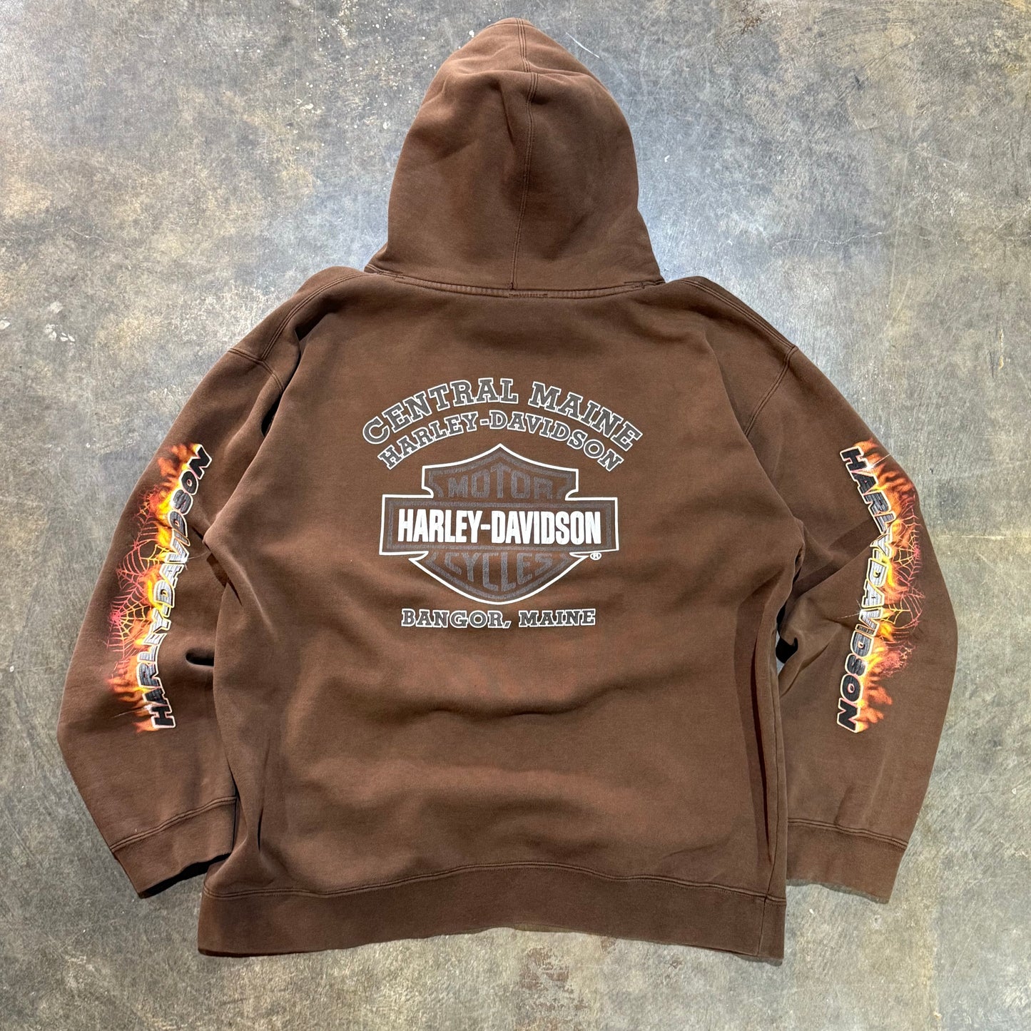 Harley Davidson Hoodie with Flaming Basketball Graphic