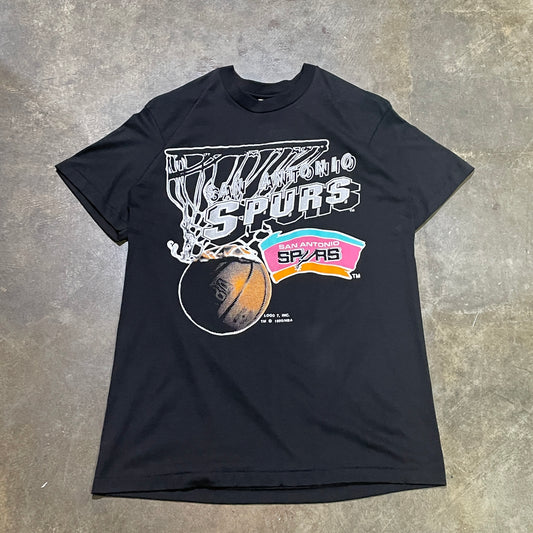 1990 Black San Antonio Spurs Logo 7 Tee