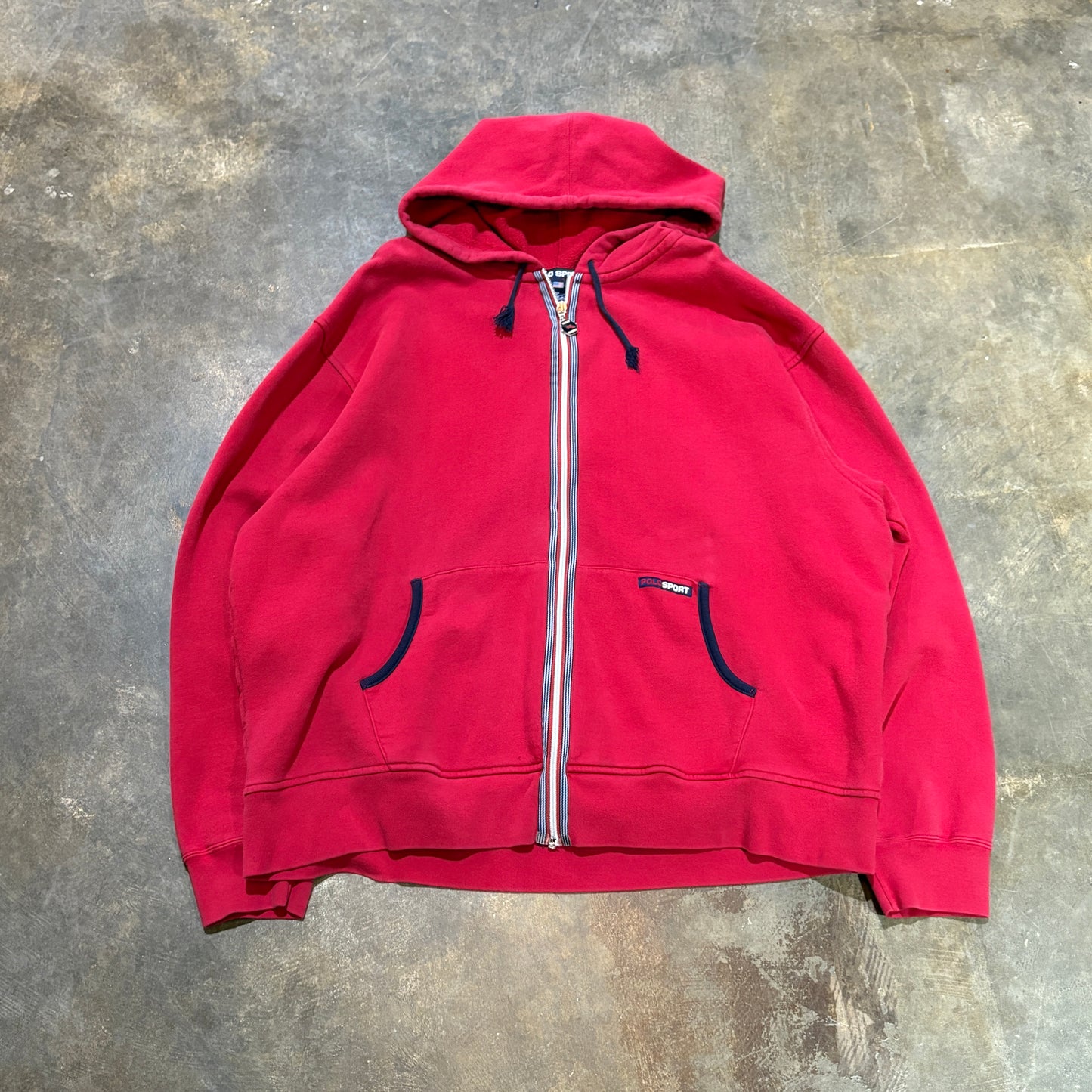 1990s Polo Sport Ralph Lauren Red Zip Hoodie (XXL)
