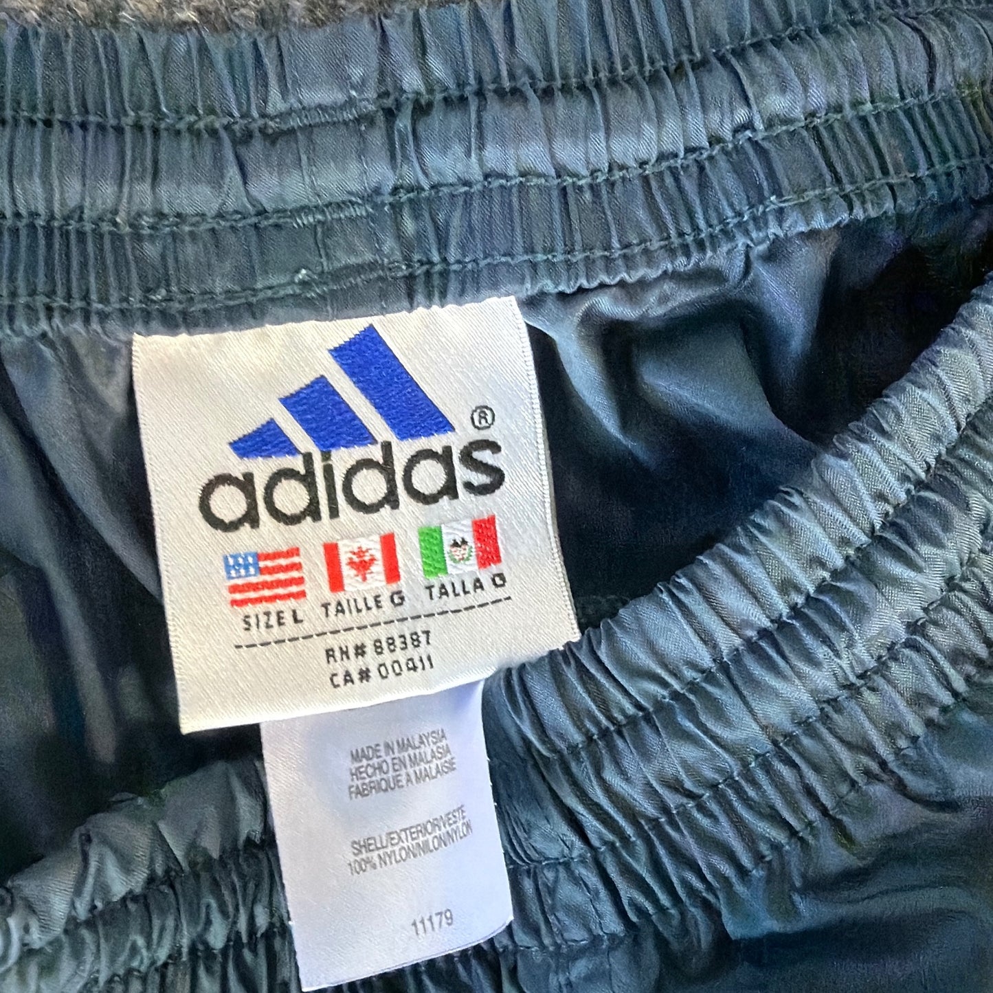 Adidas Nylon Track Pants - Navy Blue with Yellow Stripes (20x30)
