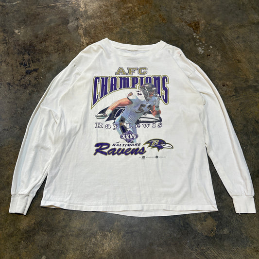 White Ray Lewis Baltimore Ravens LS Tee
