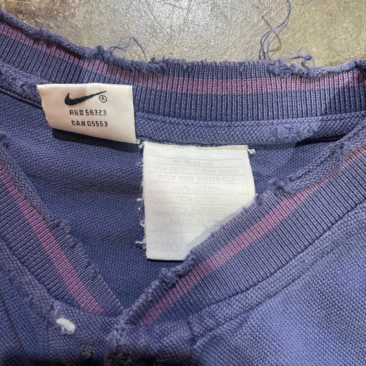 1990s Nike Purple Distressed Henley Tee (XL)