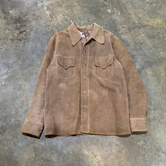 Brown Leather Satin Lined Button-Up jacket