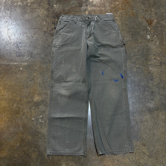 Olive Paint-Splattered Work Pants