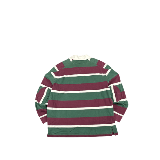 Polo by Ralph Lauren Rugby Shirt - Green/Burgundy Stripe (L)