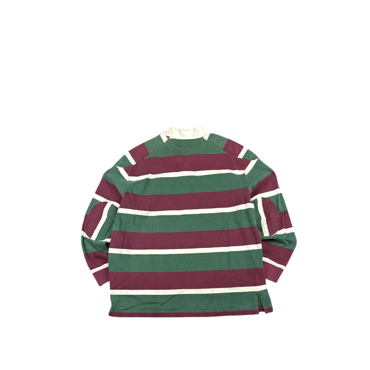 Polo by Ralph Lauren Rugby Shirt - Green/Burgundy Stripe (L)