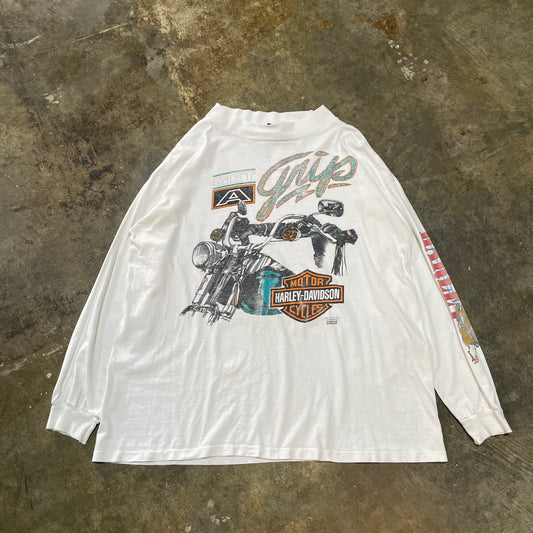 White Get A Grip Harley Davidson LS Tee