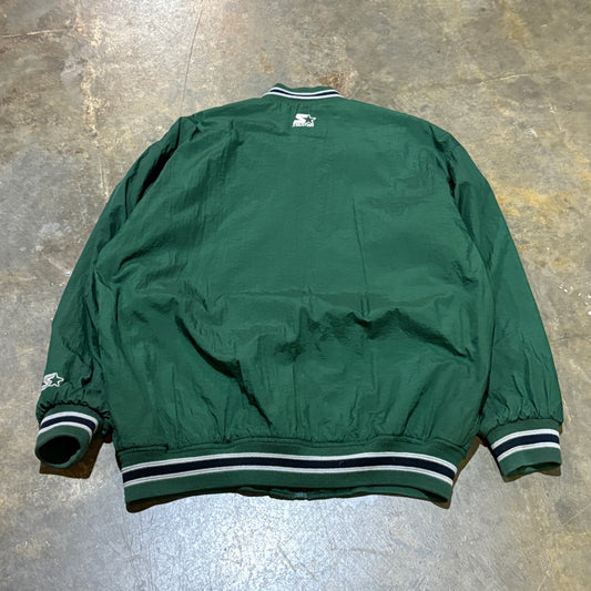 Green Blank Starter Puffer Varsity Jacket