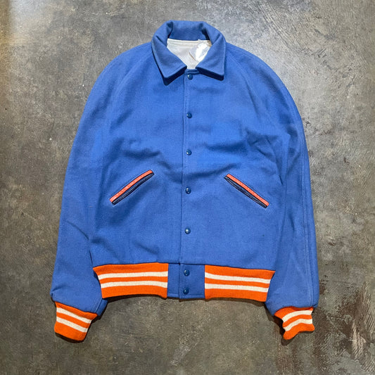 Blue and Orange Wool Varsity Jacket