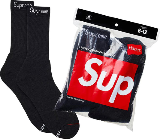 Supreme Hanes Socks (4 pack) Black