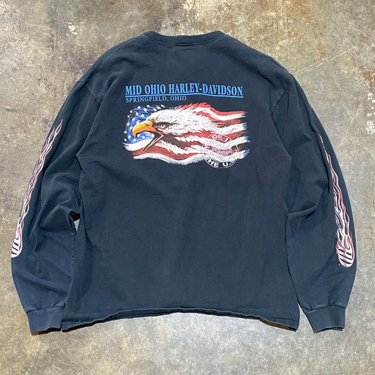 Harley Davidson Eagle Flame-Sleeve Long Sleeve Tee