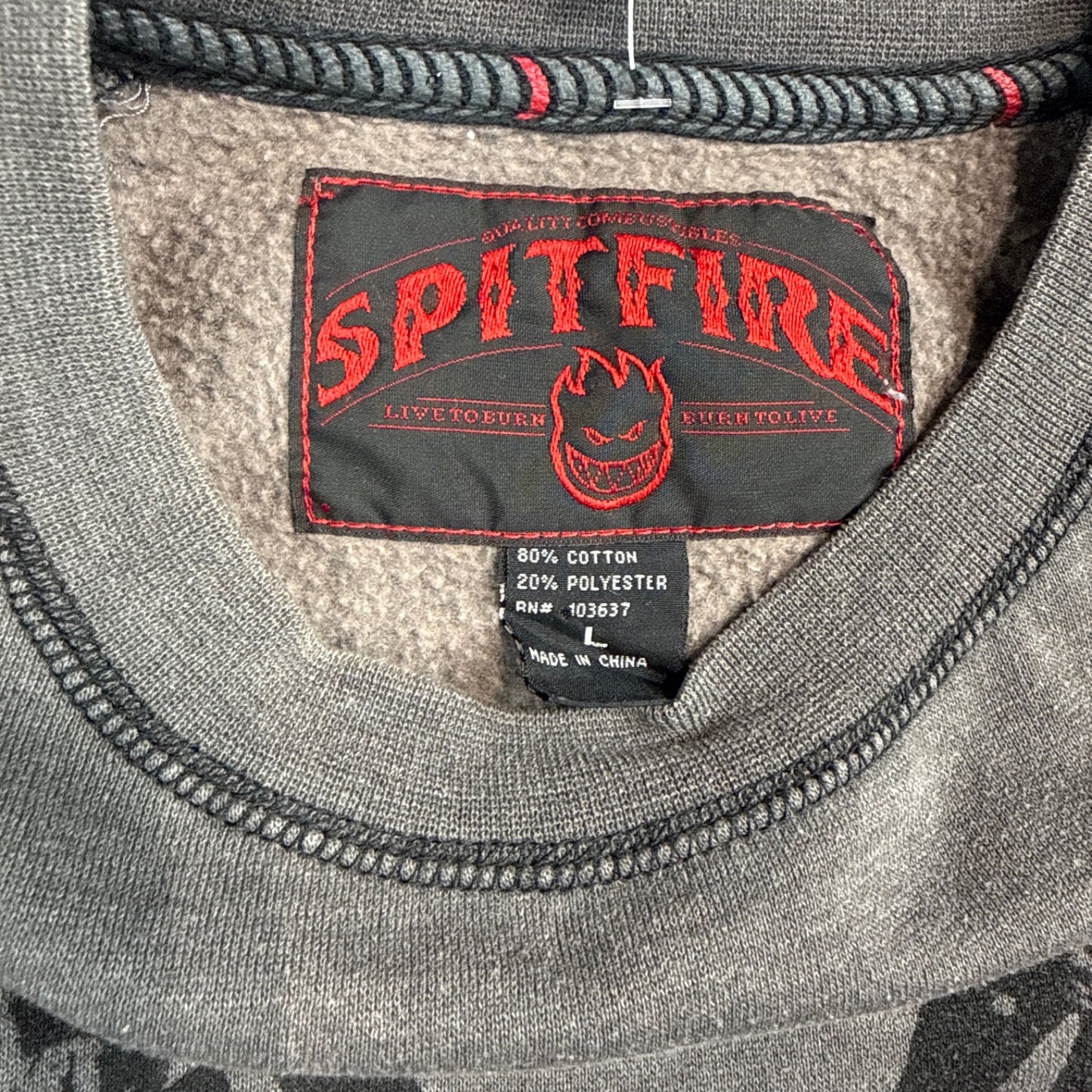 Spitfire Live to Burn Sweatshirt - Gray (L)