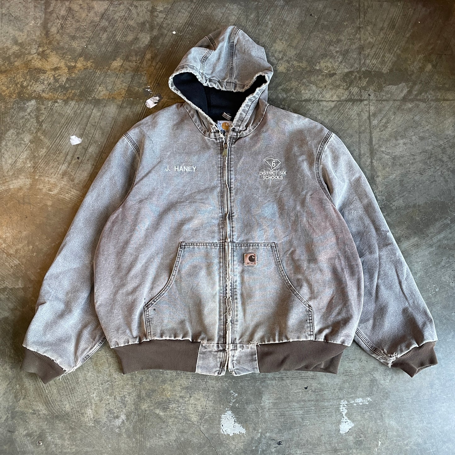 Faded Brown District 6 Schools Carhartt Hooded Jacket