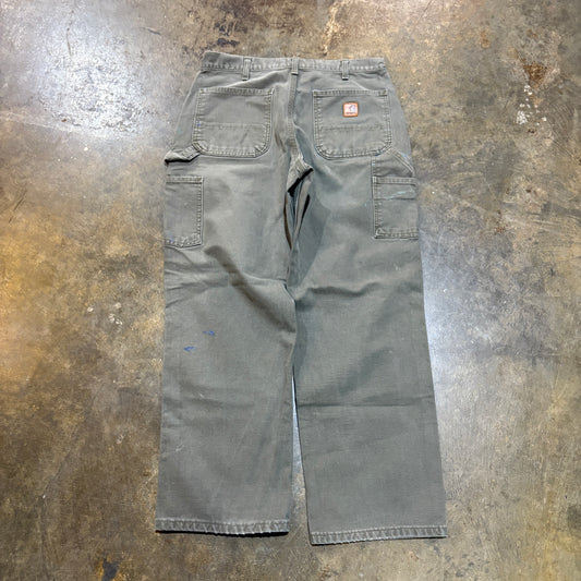 Olive Paint-Splattered Work Pants