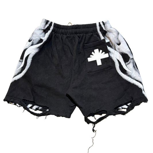 Used Vertabrae Skull Storm Black Shorts