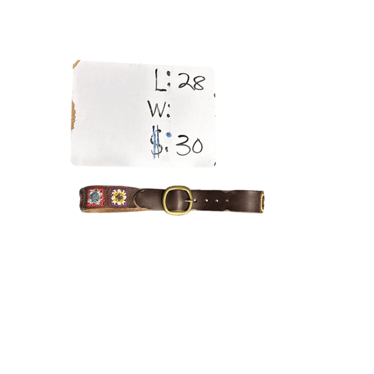 Lucky Brand Embroidered Leather Belt - Brown (28)