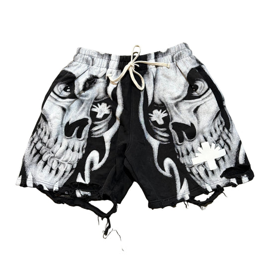 Used Vertabrae Skull Storm Black Shorts