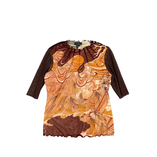 ANAC by Kimmik Vintage Printed Top - Brown/Multicolor (L)