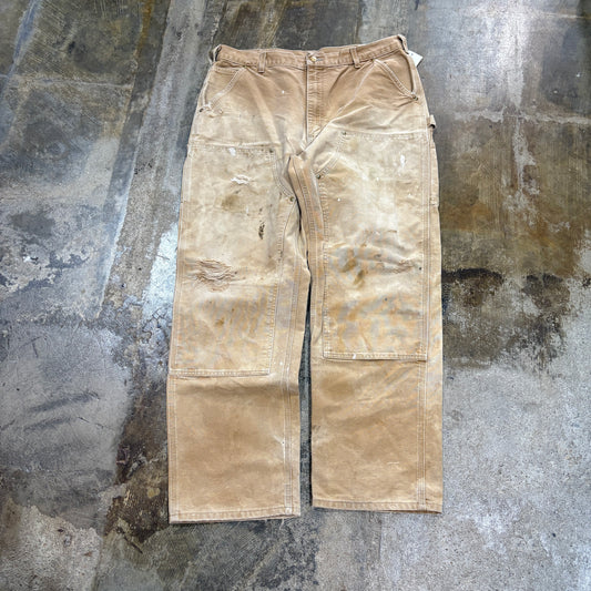 Tan Faded Carhartt Double Knee Pants