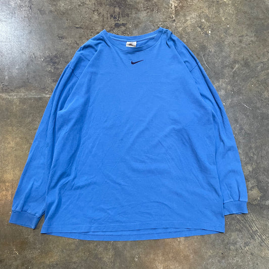 Vtg Nike Blue Center Check L/S