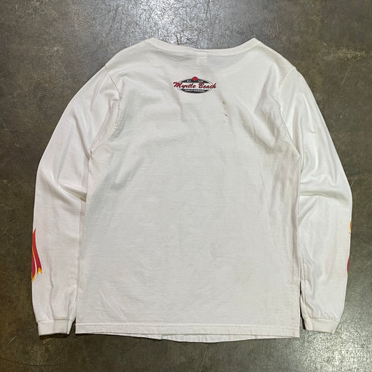 White Harley Davidson Flame LS Tee