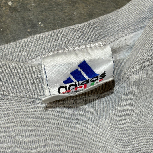 Grey Simple Embroidered Adidas Crew