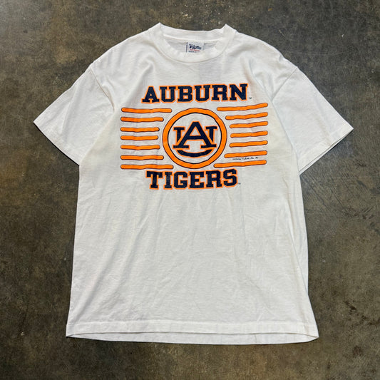 White AU Neon Orange Lines Tee