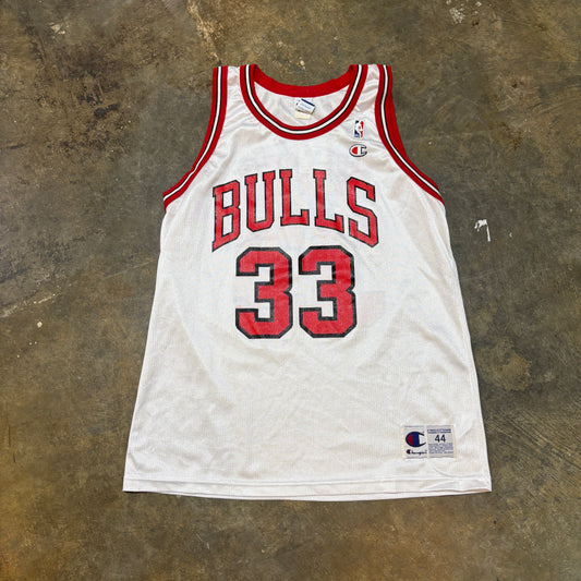 White Pippen Bulls Champion Jersey