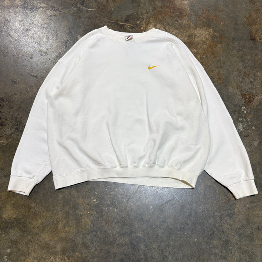 White Nike Yellow Side Check Crew