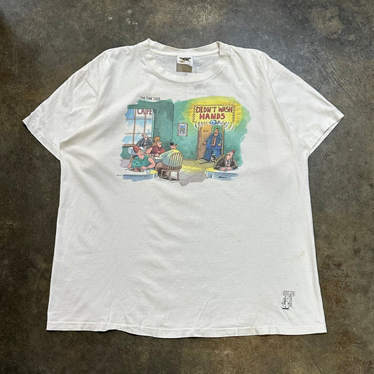 White The Far Side Didn't Wash Hands Tee