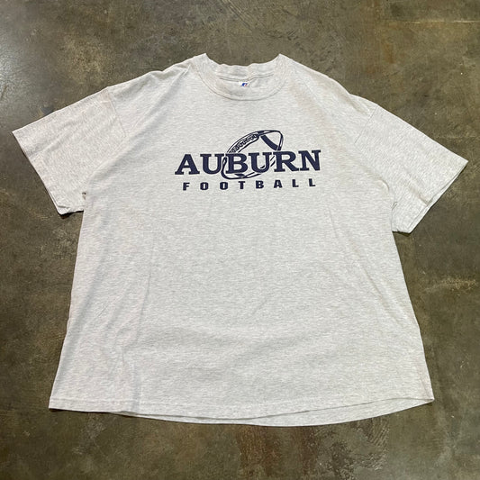 Grey Auburn Football Navy Letter Tee