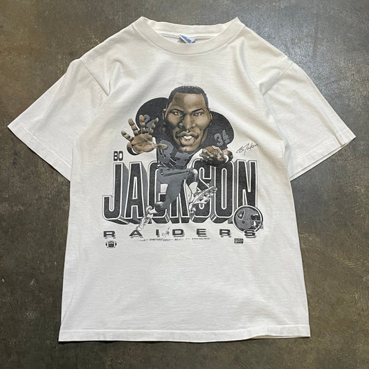 White Bo Jackson raiders Caricature Tee
